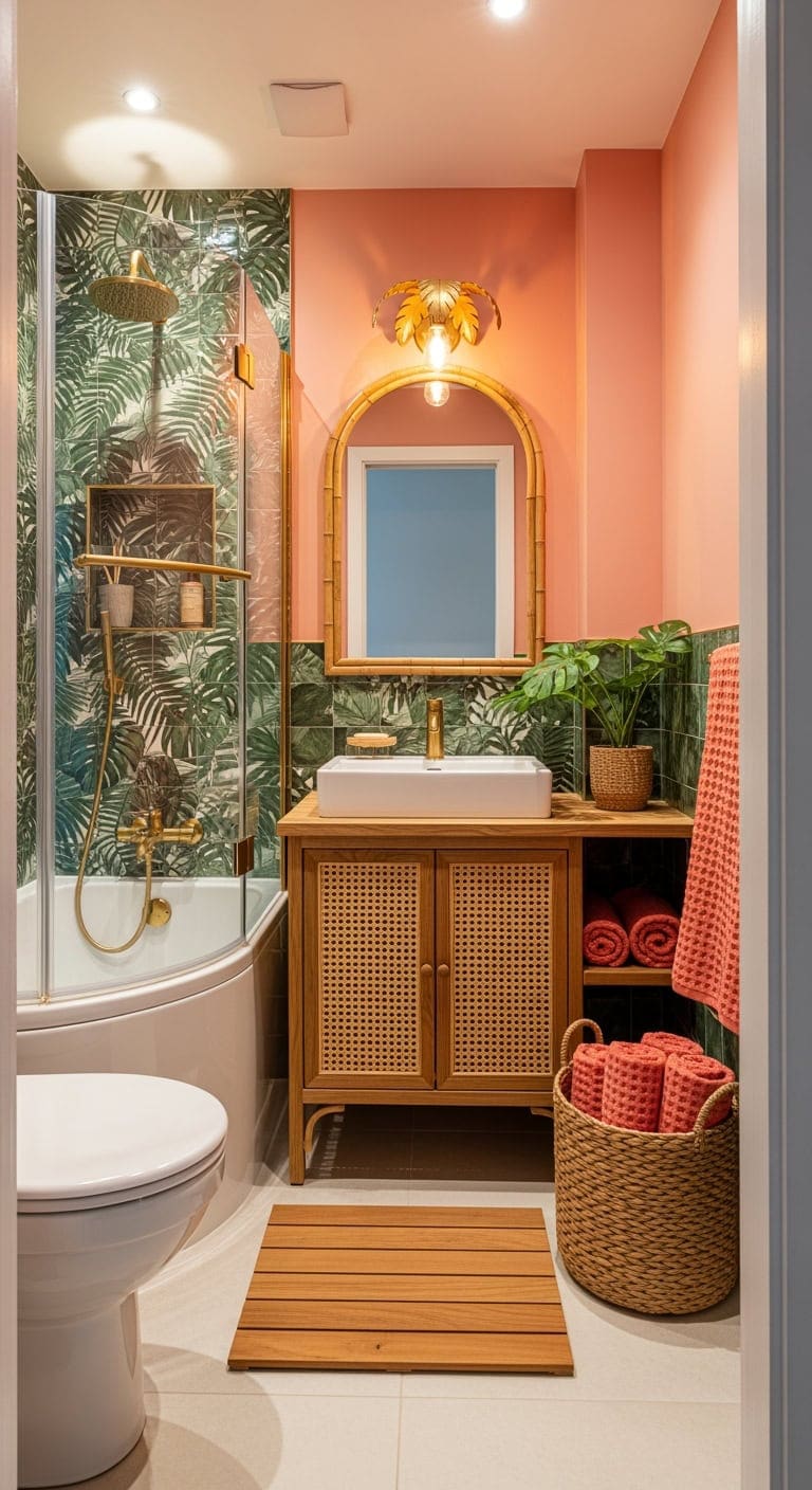 tropical coral and rattan