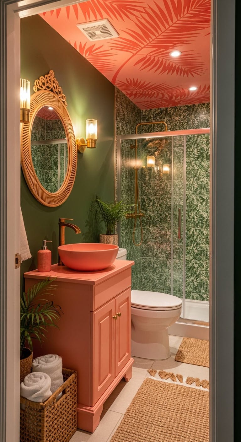 tropical palm green coral