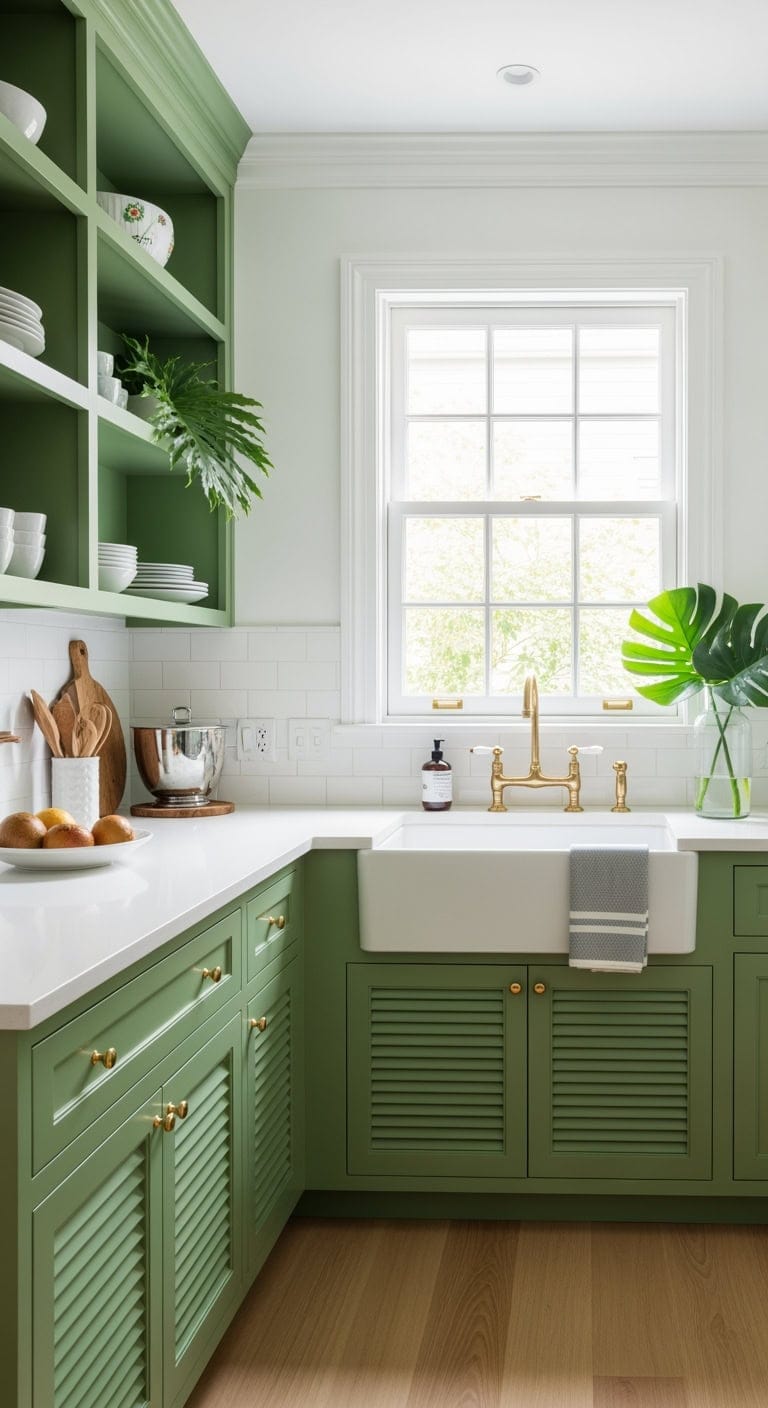 tropical palm green kitchen