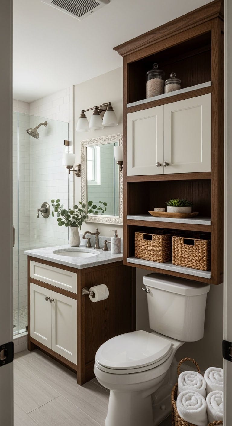 two tone espresso and white cabinetry