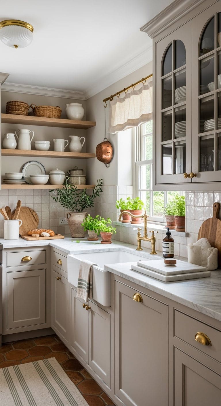 understated warm greige kitchen