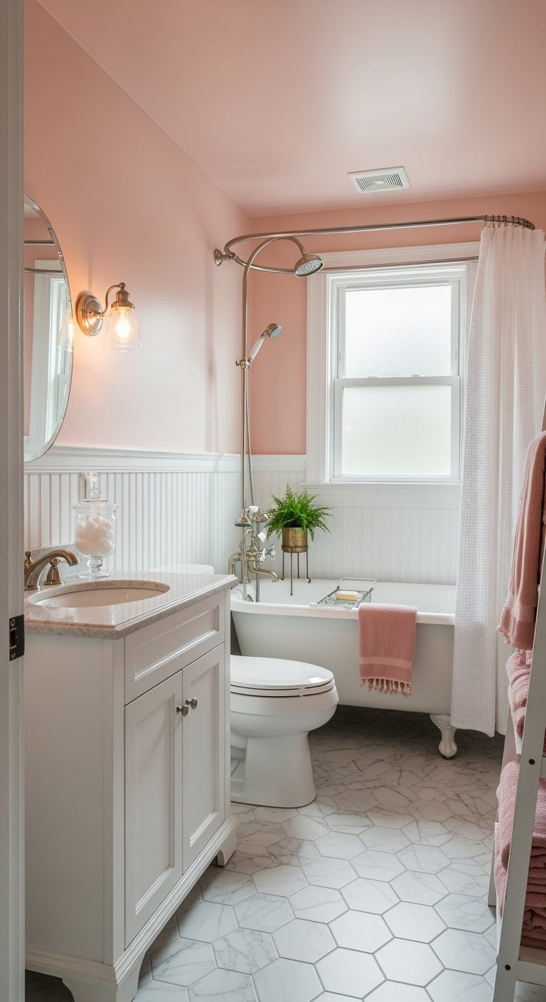 victorian blush beadboard bathroom