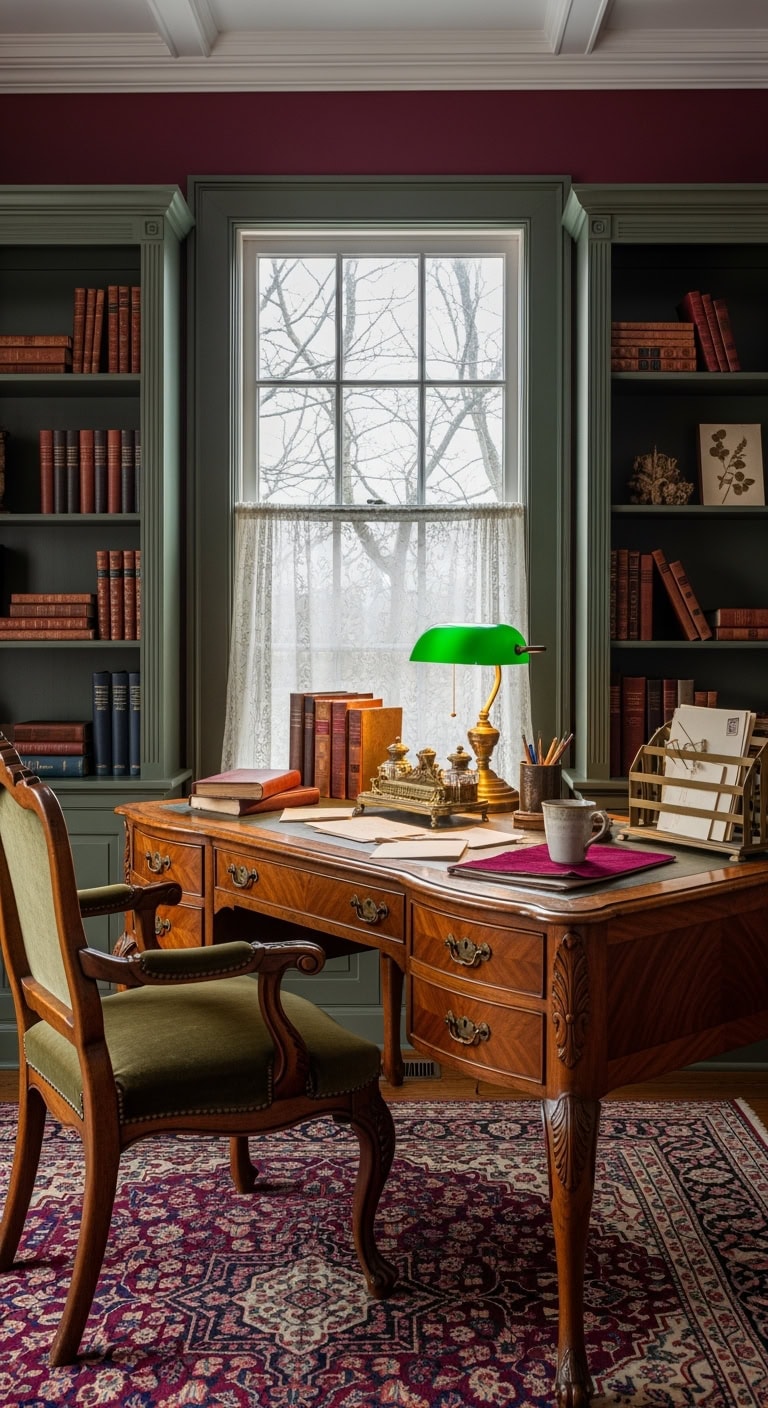 victorian burgundy forest study