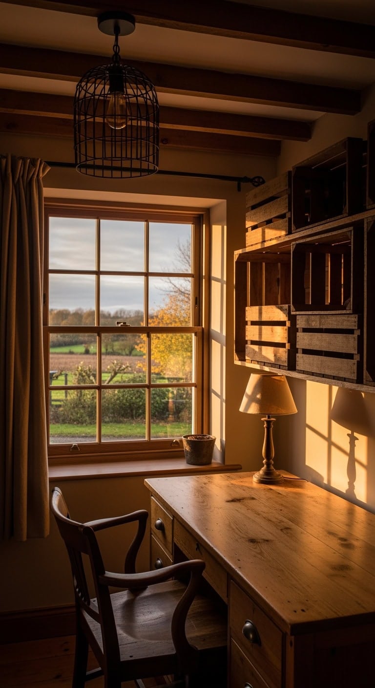 warm brown burlap farmhouse storage