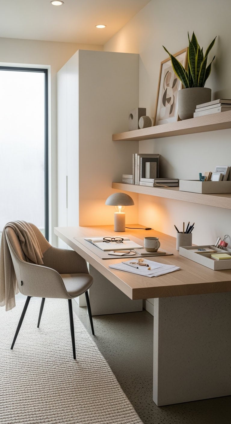 warm minimalist oak concrete