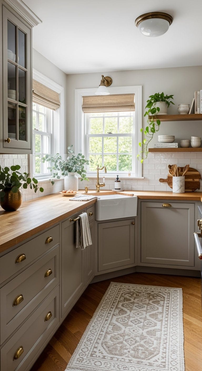 warm taupe creamy kitchen