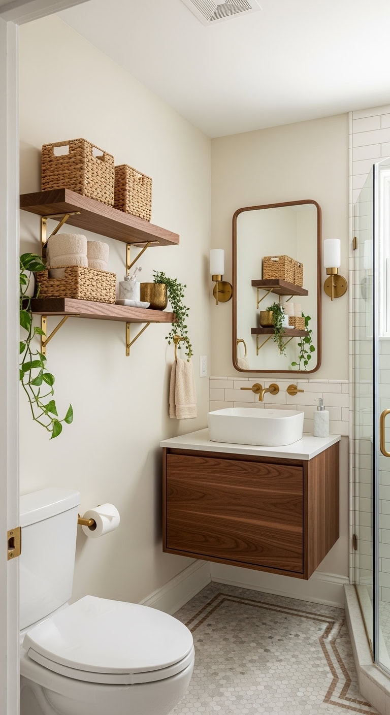 warm walnut and brass