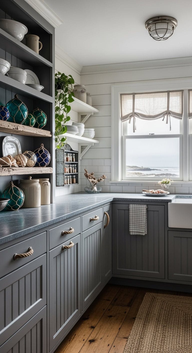 weathered coastal cottage kitchen