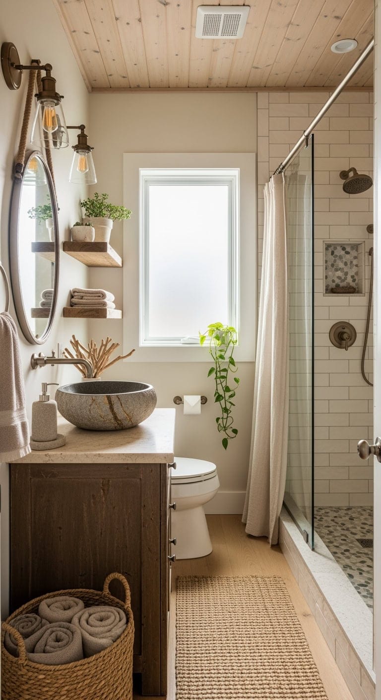 weathered driftwood coastal bathroom