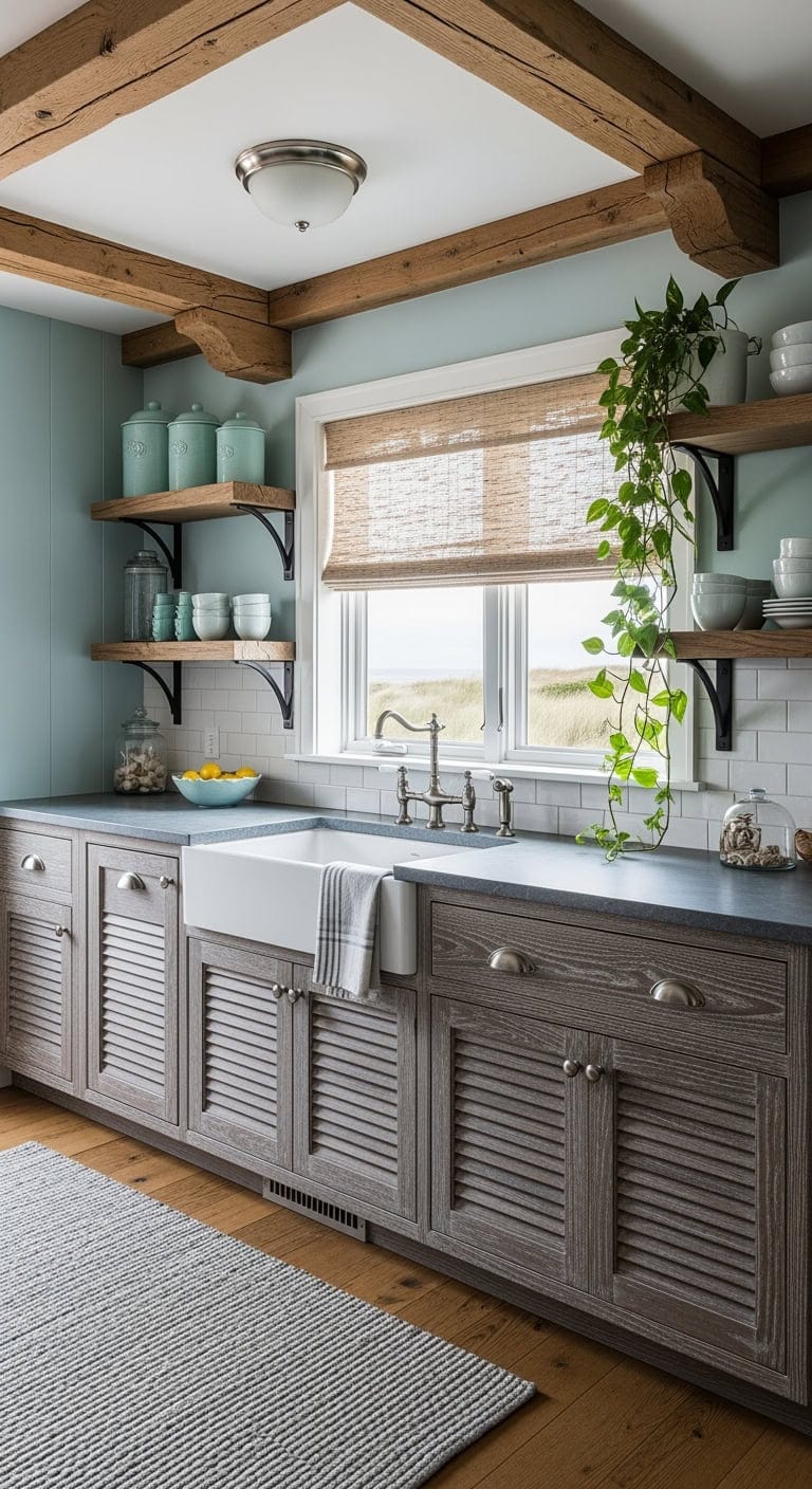 weathered gray meets pale aqua