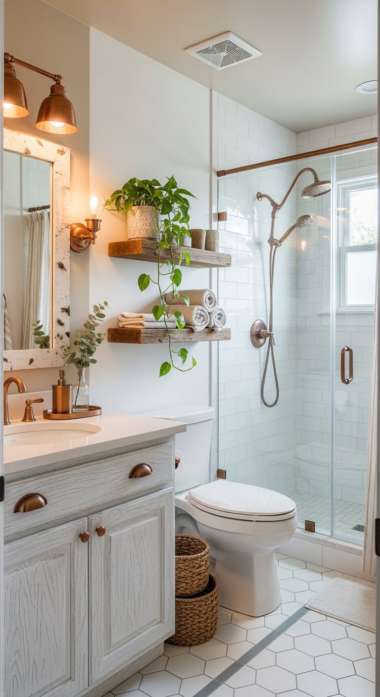 weathered white birch bathroom
