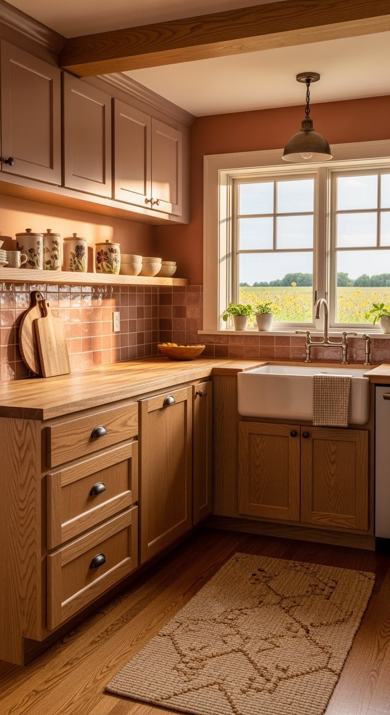 wheat gold dusty rose kitchen