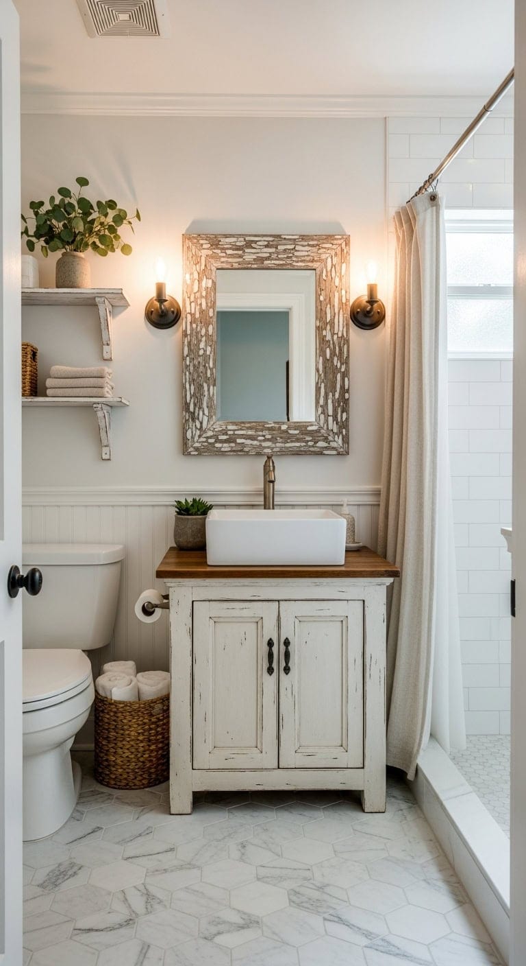 whitewashed distressed farmhouse simplicity