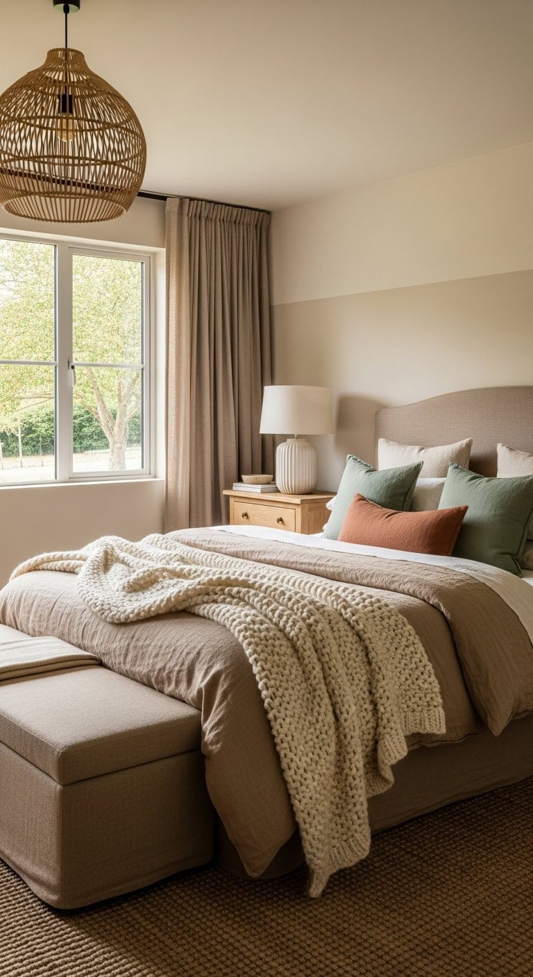 airy light toned expansive bedroom ambience