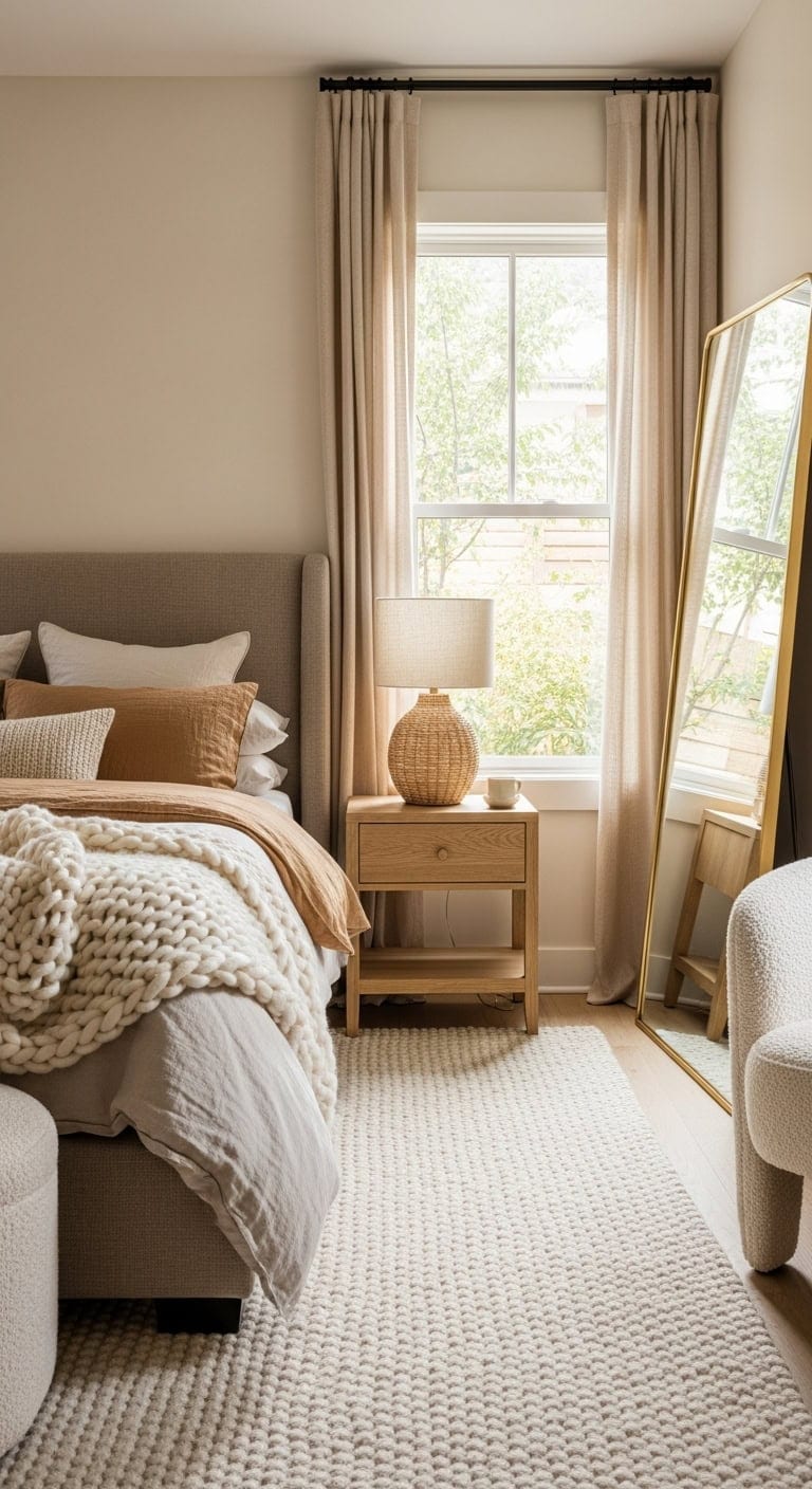 airy open mirror lit bedroom transformation