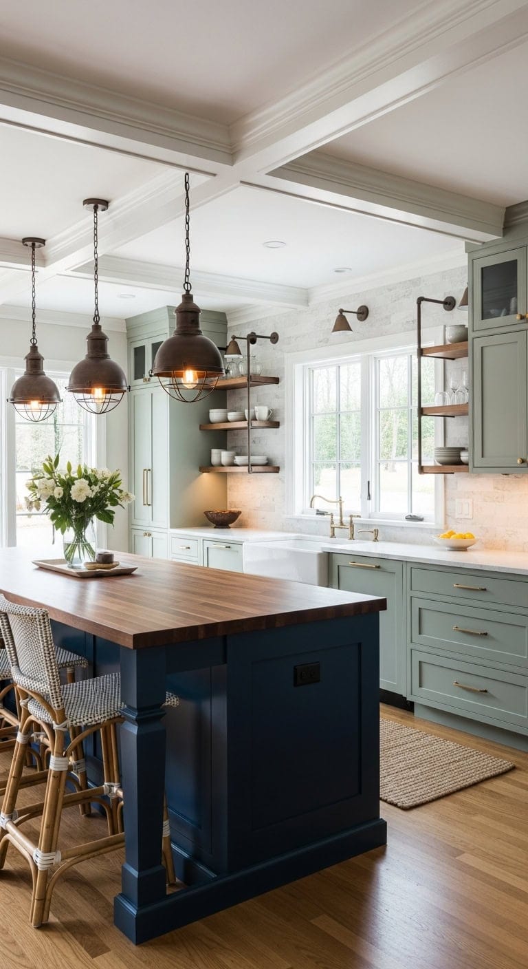 anchoring open concept kitchen design