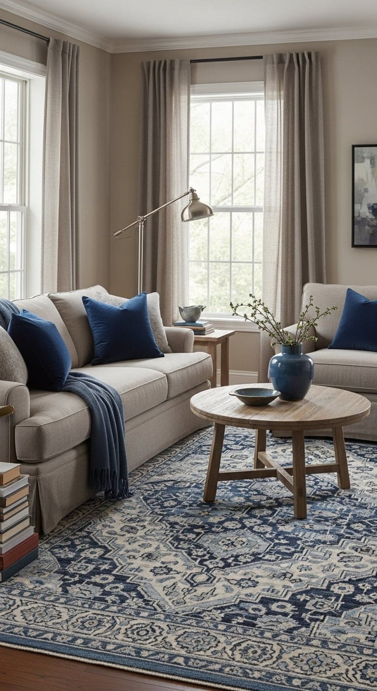 anchoring patterned furniture taupe layers