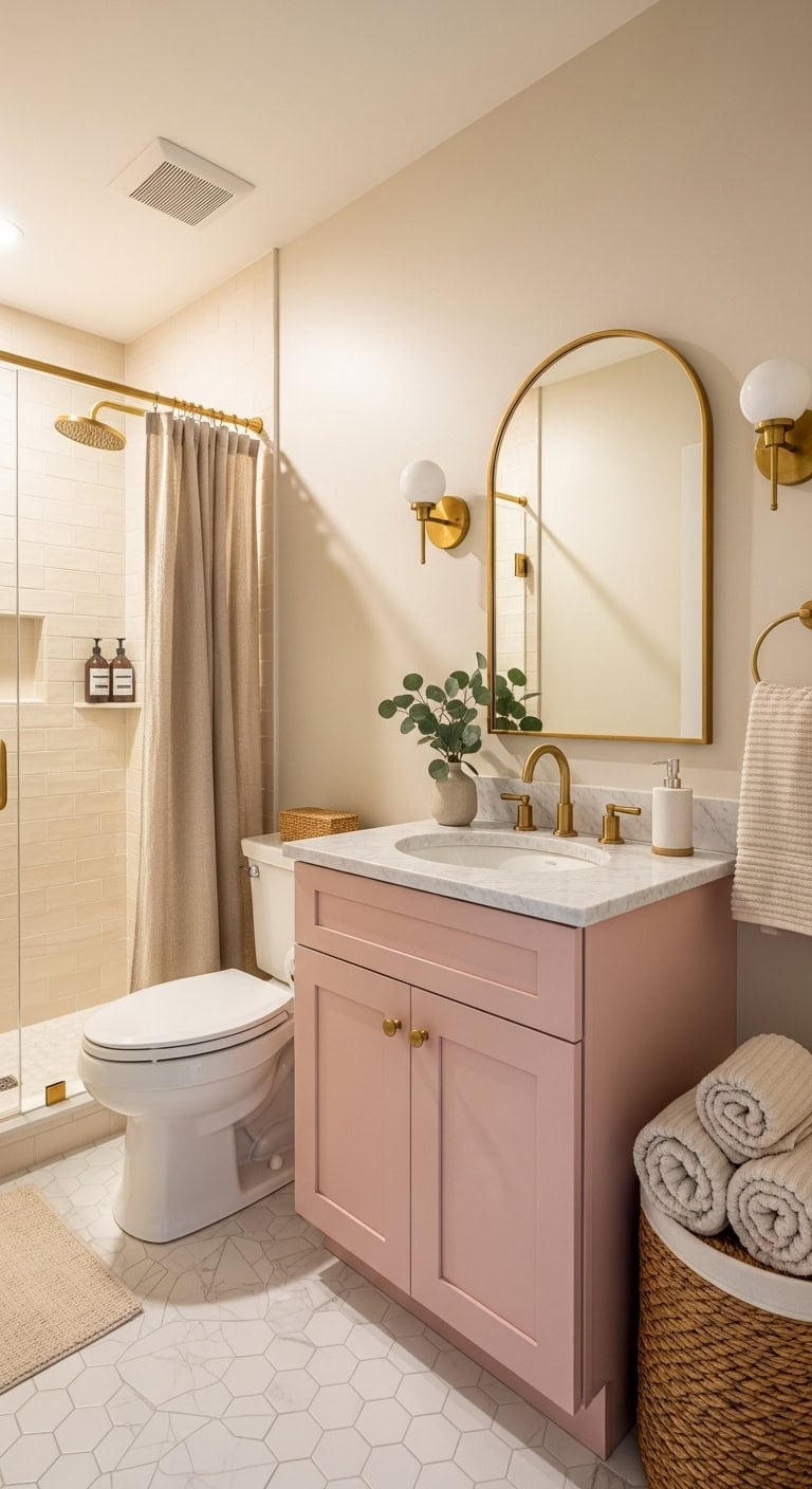 baby pink bathroom vanity
