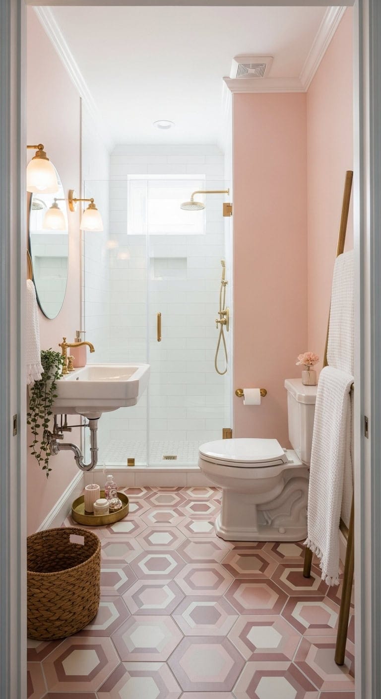 blush geometric cement tiles statement