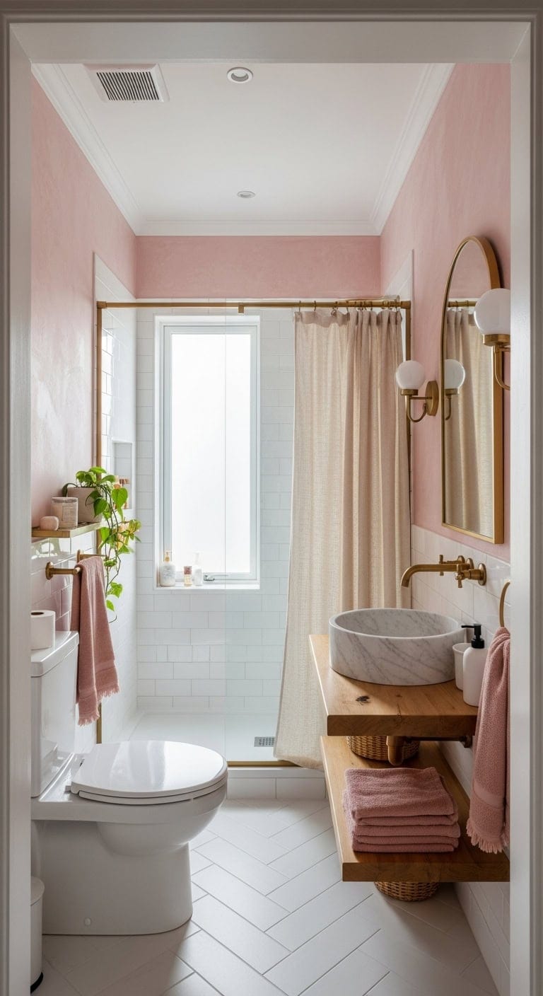 blush organic limewash bathroom transformation