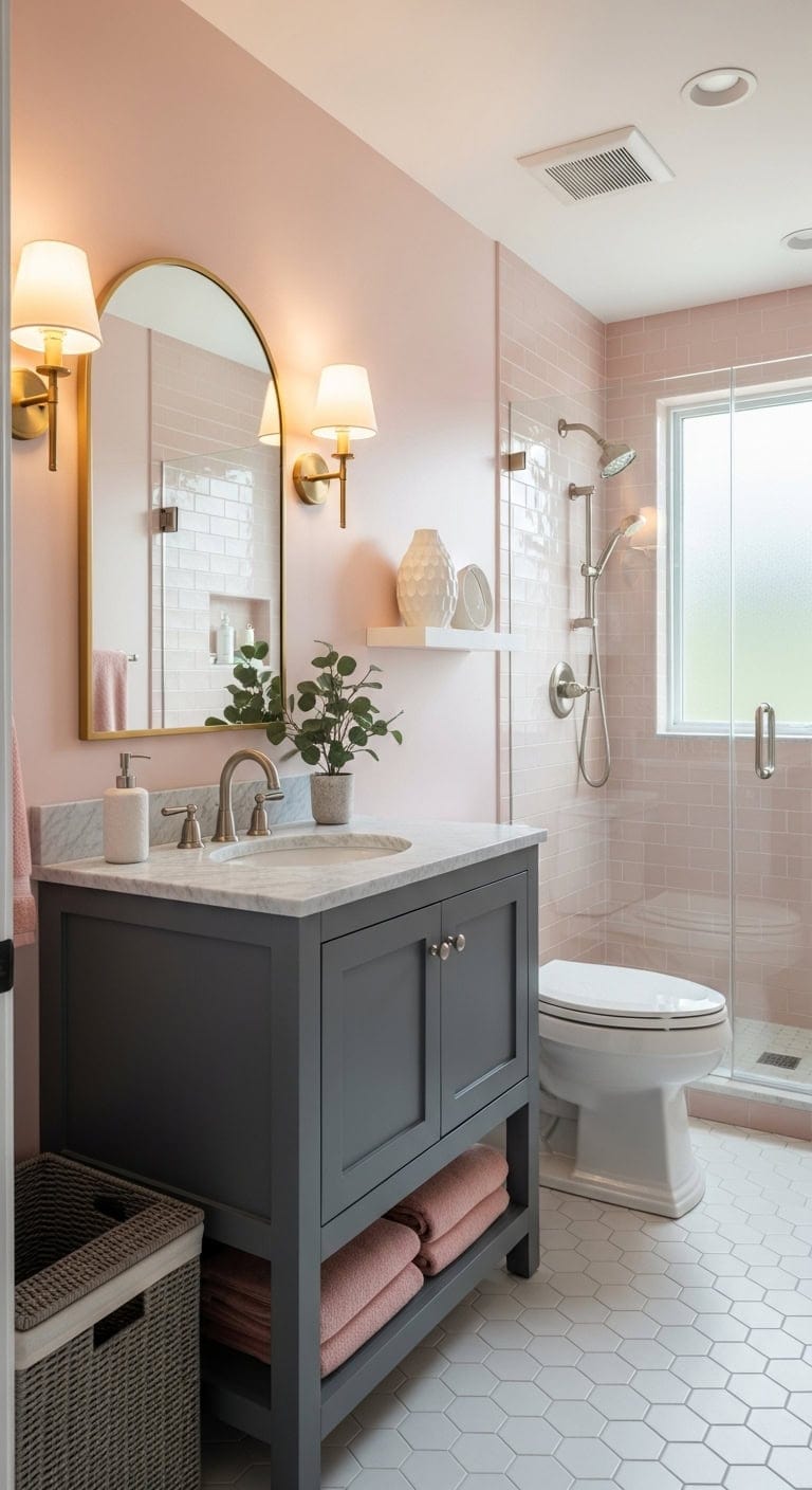 blush pink charcoal grey soft sophisticated