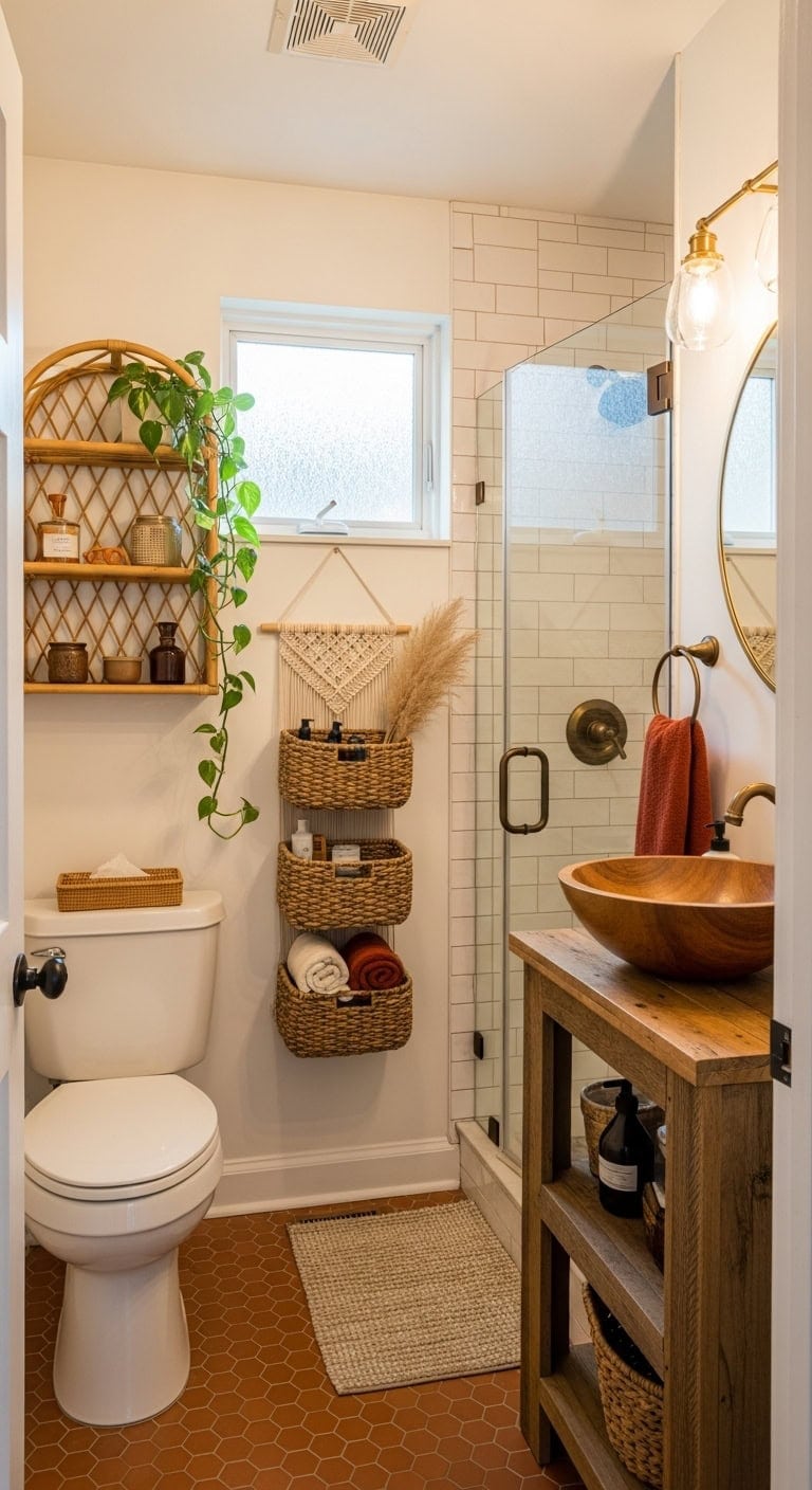 bohemian micro scale open shelving maximizes space