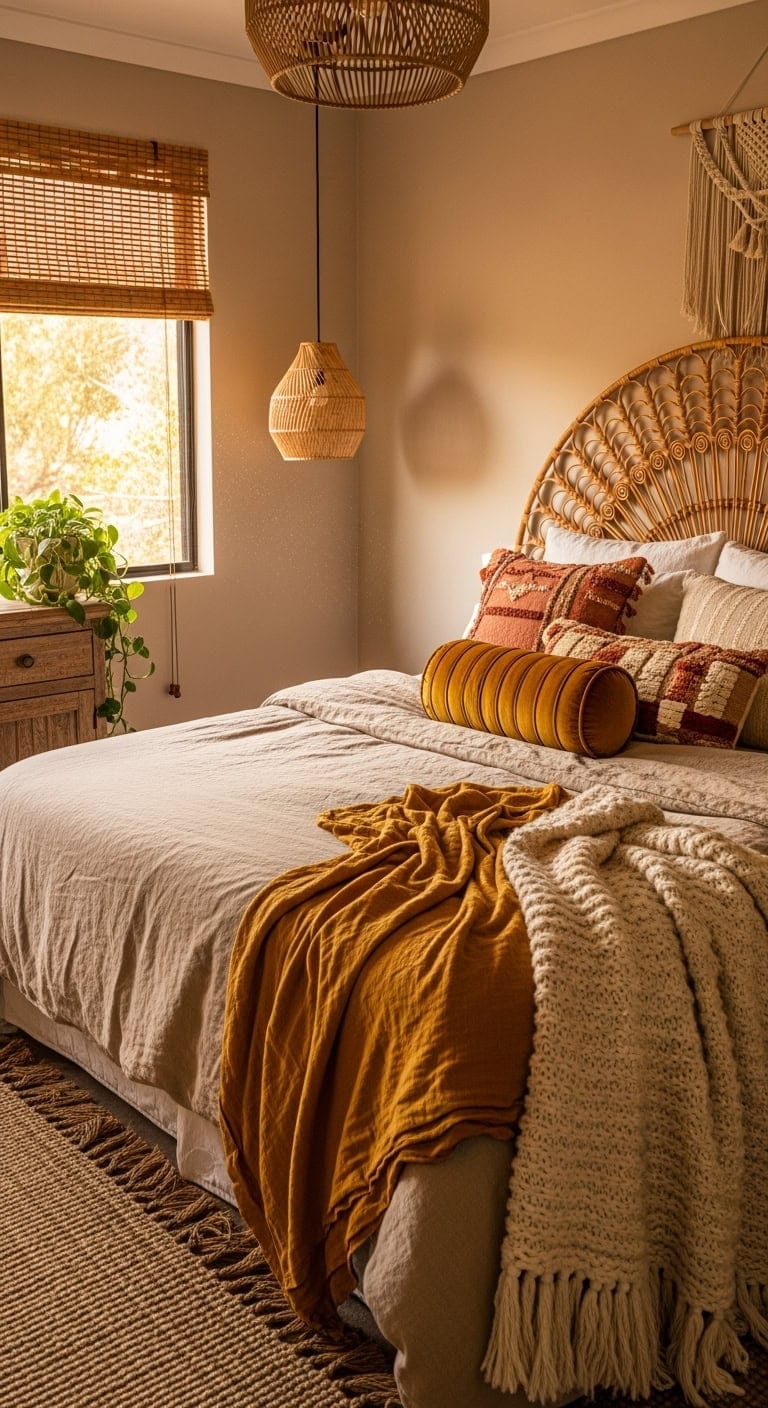 boho bedding warm tones collected character