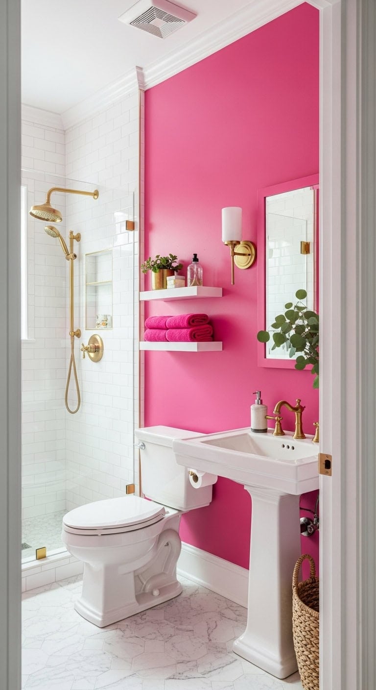 bold and vibrant powder room transformation