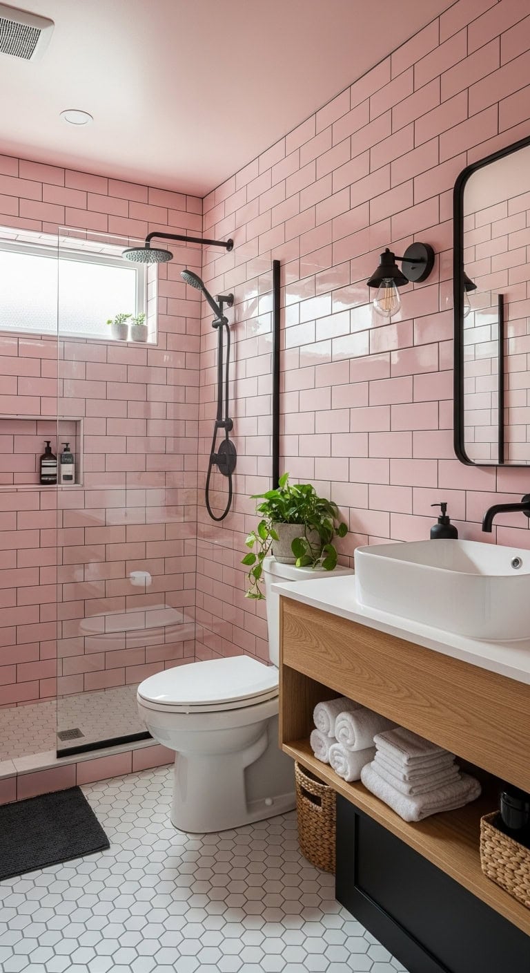 bold graphic bathroom transformation
