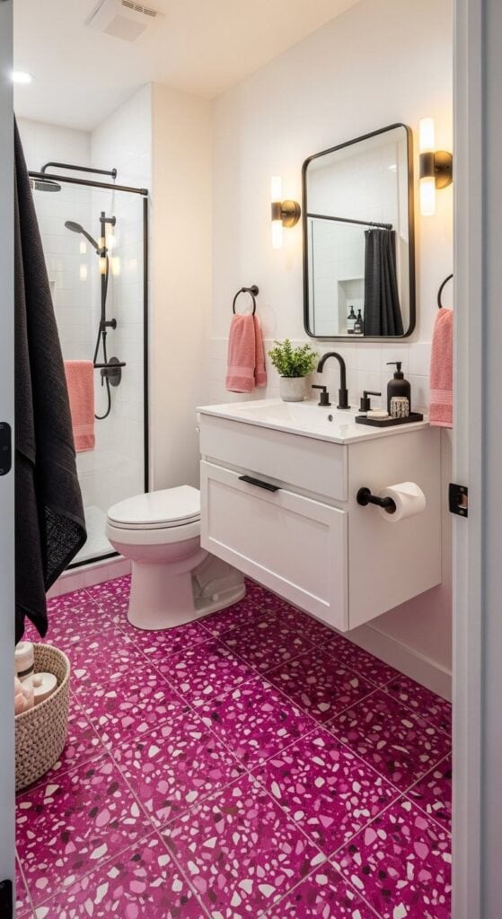 23 Pink Terrazzo Bathroom Ideas That Mix Pattern and Color