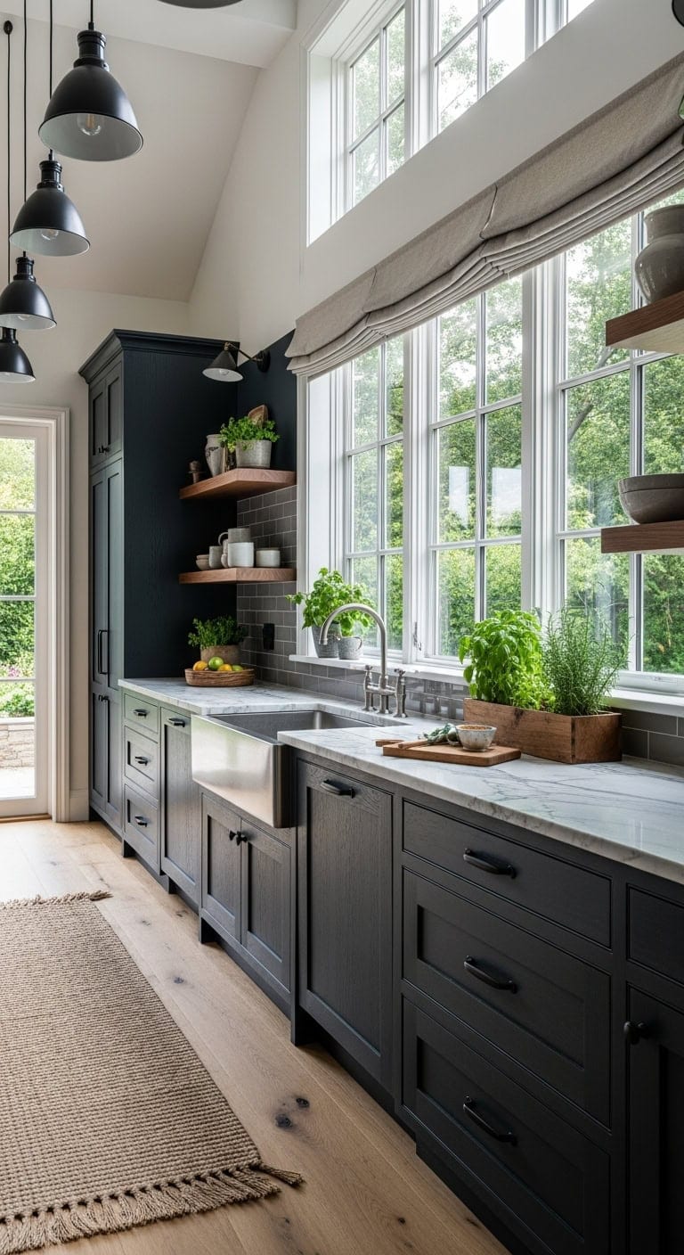 bright airy modern connected kitchen