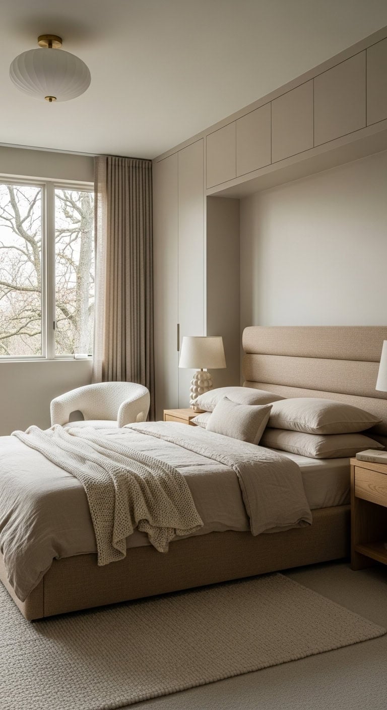 calm spacious monochrome hidden storage