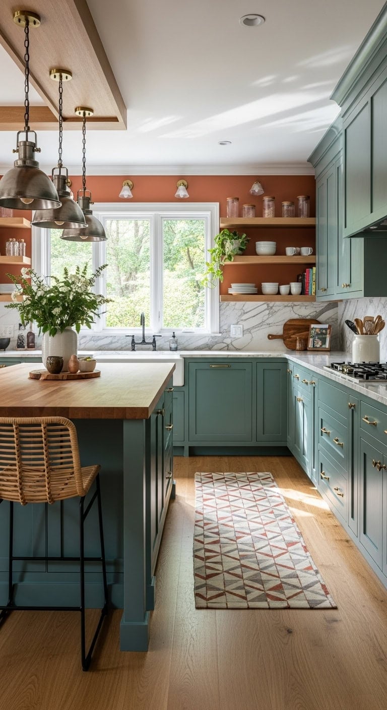 central island anchors open space