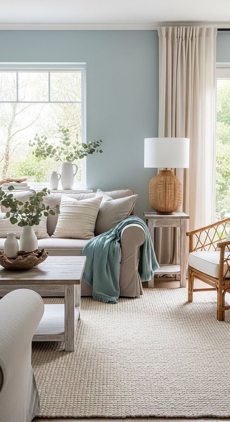 coastal calm cozy living space