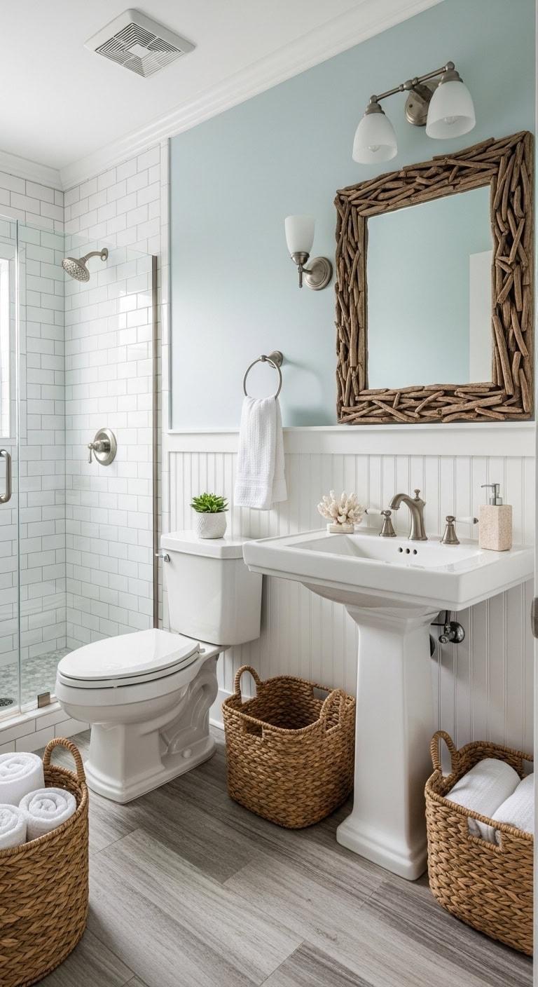 coastal charm relaxed woven pedestal storage