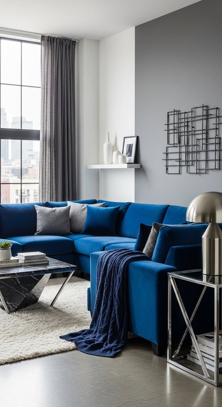 cobalt blue modern monochrome dramatic contrast