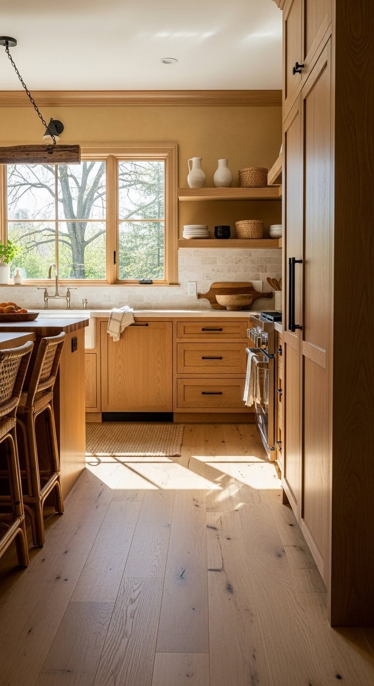 cohesive natural wood open layouts