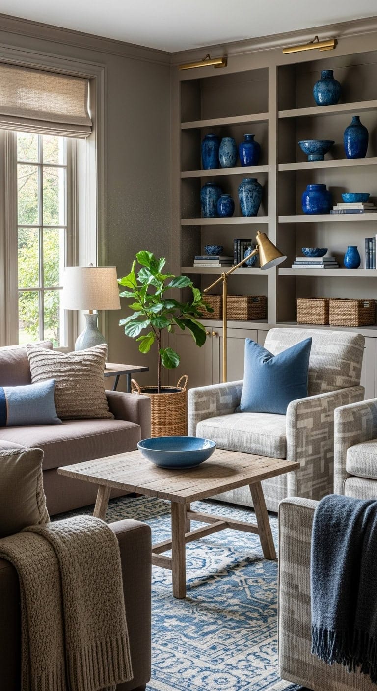 collected textured ceramic accented built ins