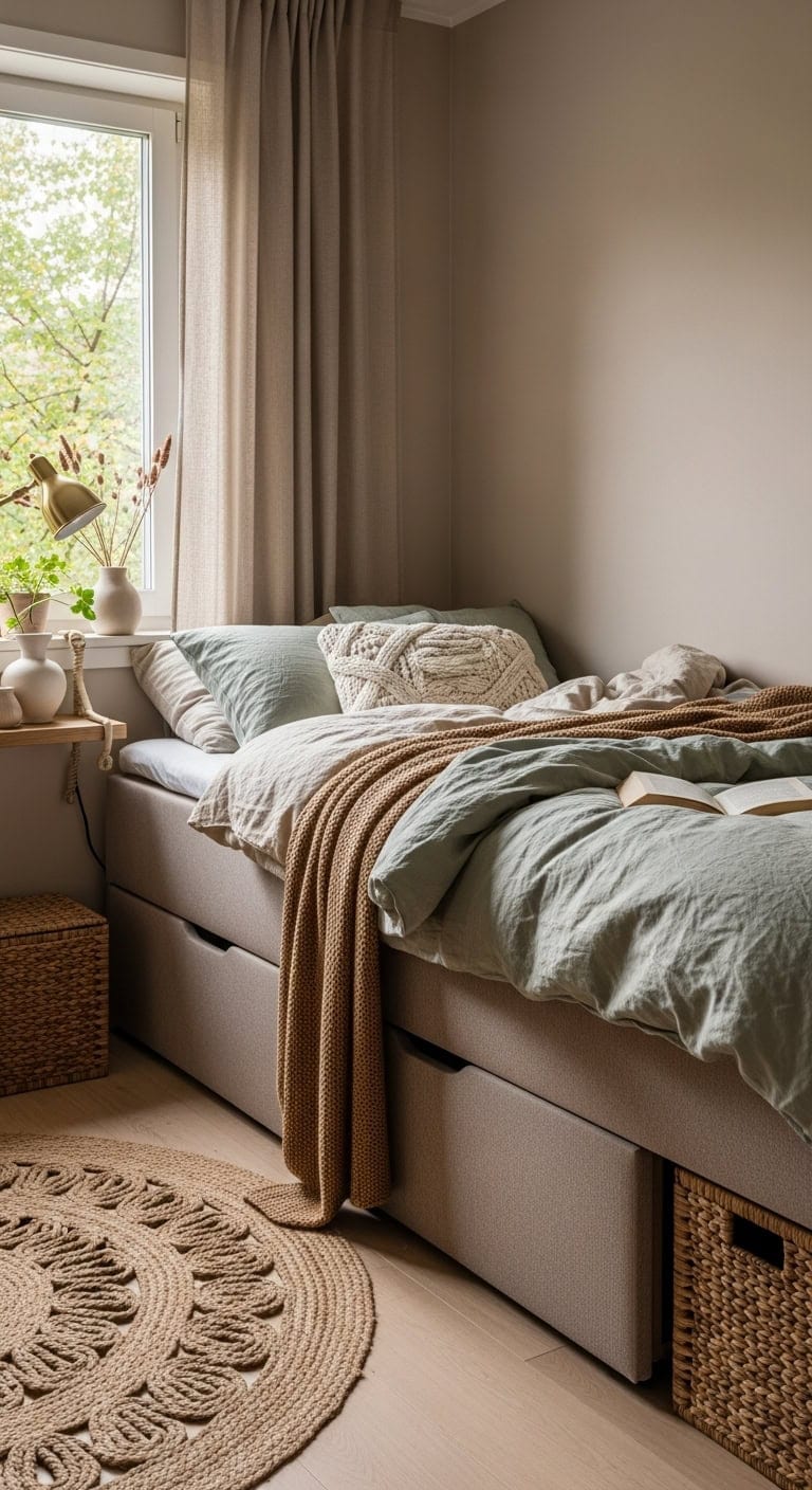 compact clutter free calming bedroom retreat