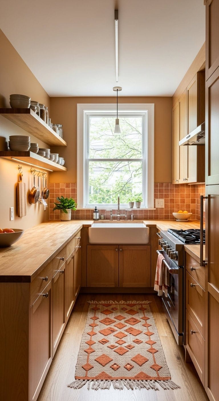 compact galley style open kitchen designs