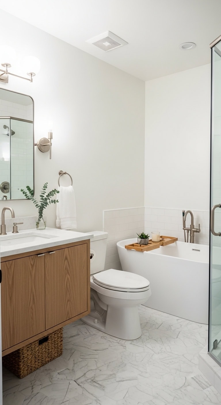 compact soaking tub transitional spa retreat