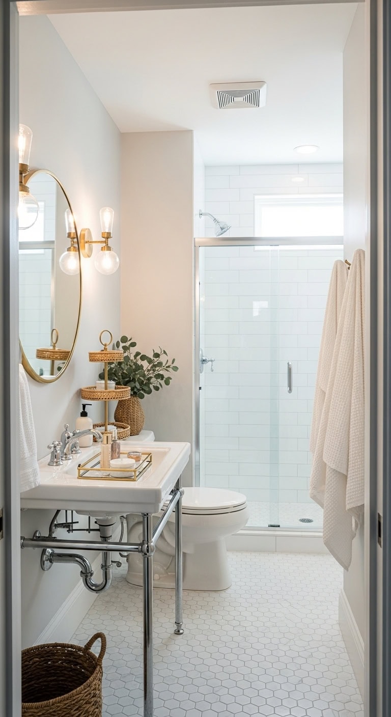 compact vertical storage with metallic accents