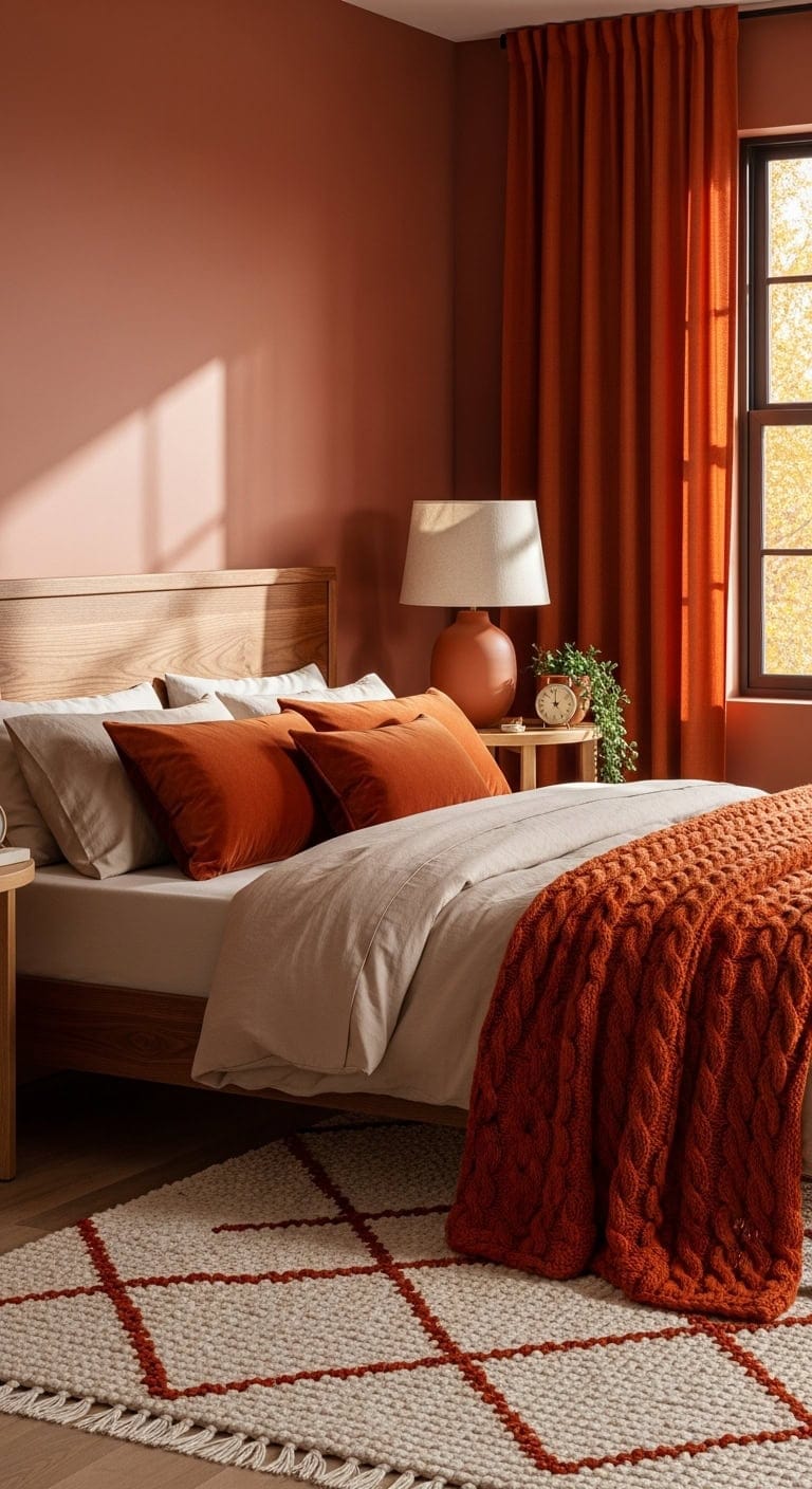 cozy autumn inspired neutral bedroom retreat