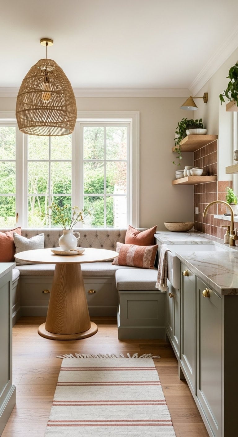 cozy bright textured open concept kitchen