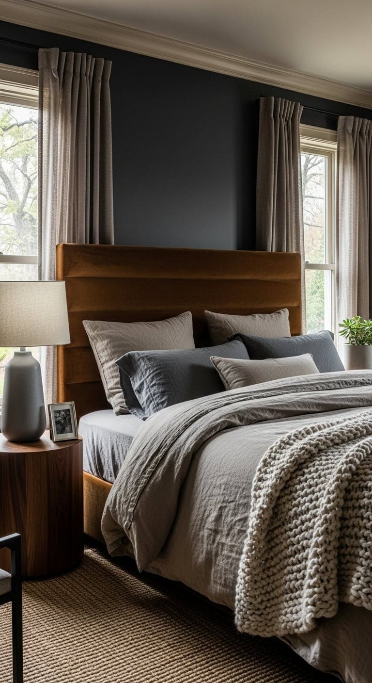 cozy charcoal and warm taupe harmony
