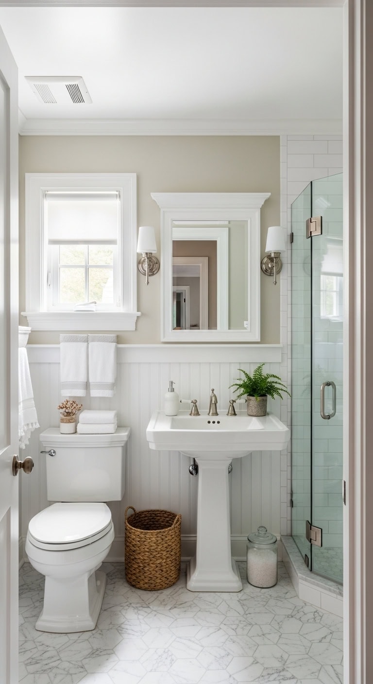 cozy coastal cottage bathroom elegance