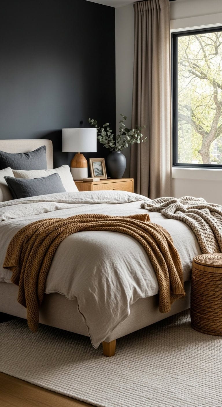 cozy contrast sophisticated bedroom design