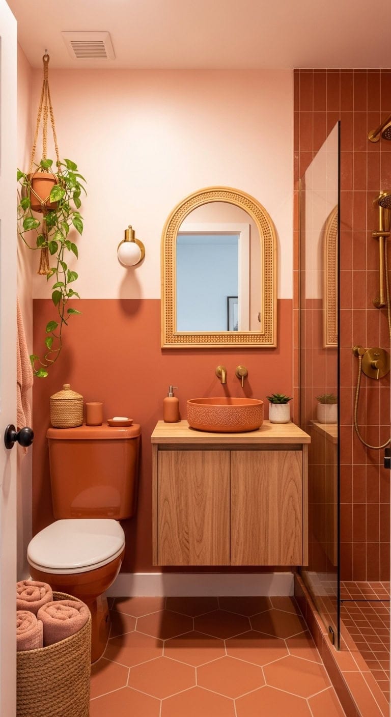cozy earthy boho bathroom transformation