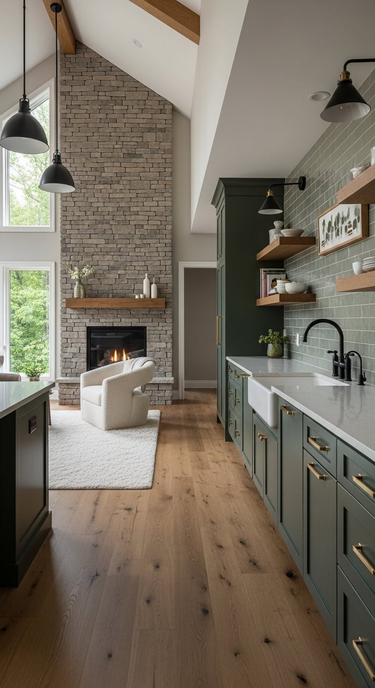 cozy fireplace focal open concept