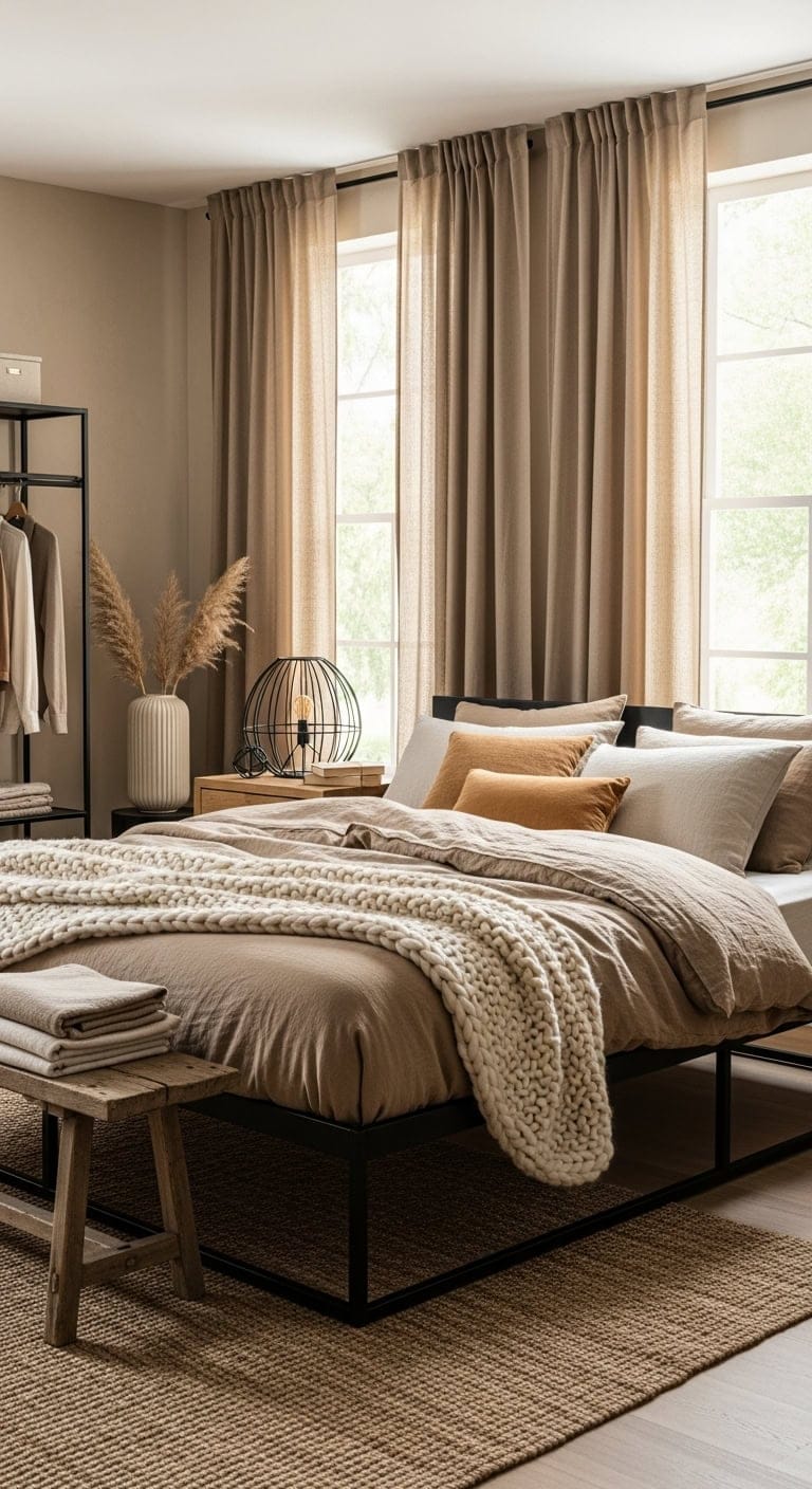 cozy industrial modern bedroom design